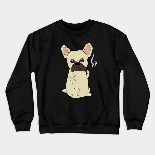 Cool French Bulldog Cigar Crewneck Sweatshirt by undergroundcargo